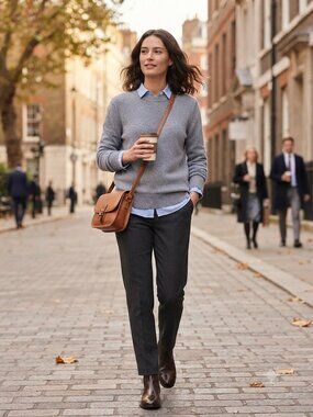 Everlane Classic Split Hem Crewneck Sweater in Maeled Blue